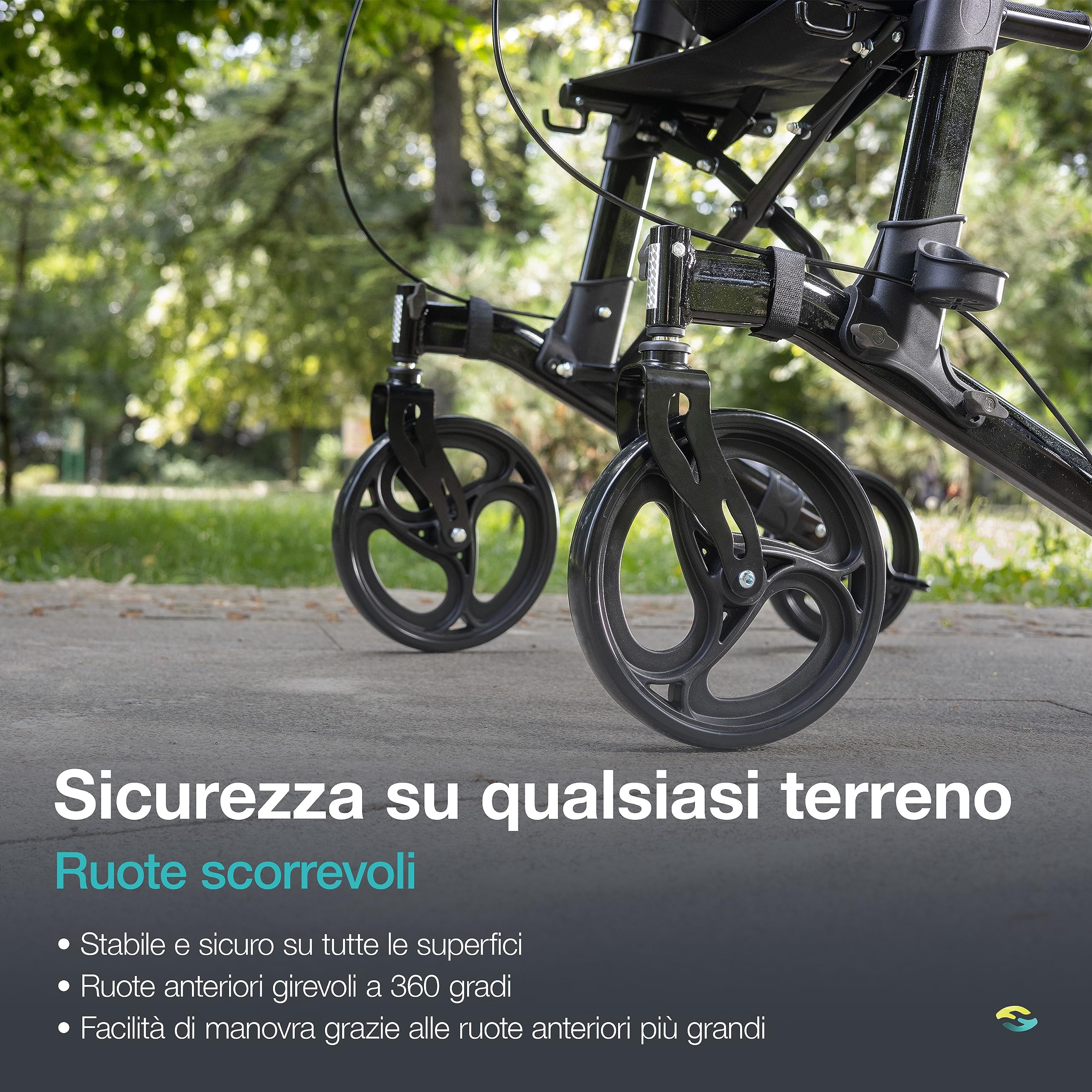 Helavo standing rollator con seduta – deambulatore per anziani pieghevole 4 ruote per interno ed esterno – girello con supporto ascellare, freni, sedile imbottito e schienale regolabile