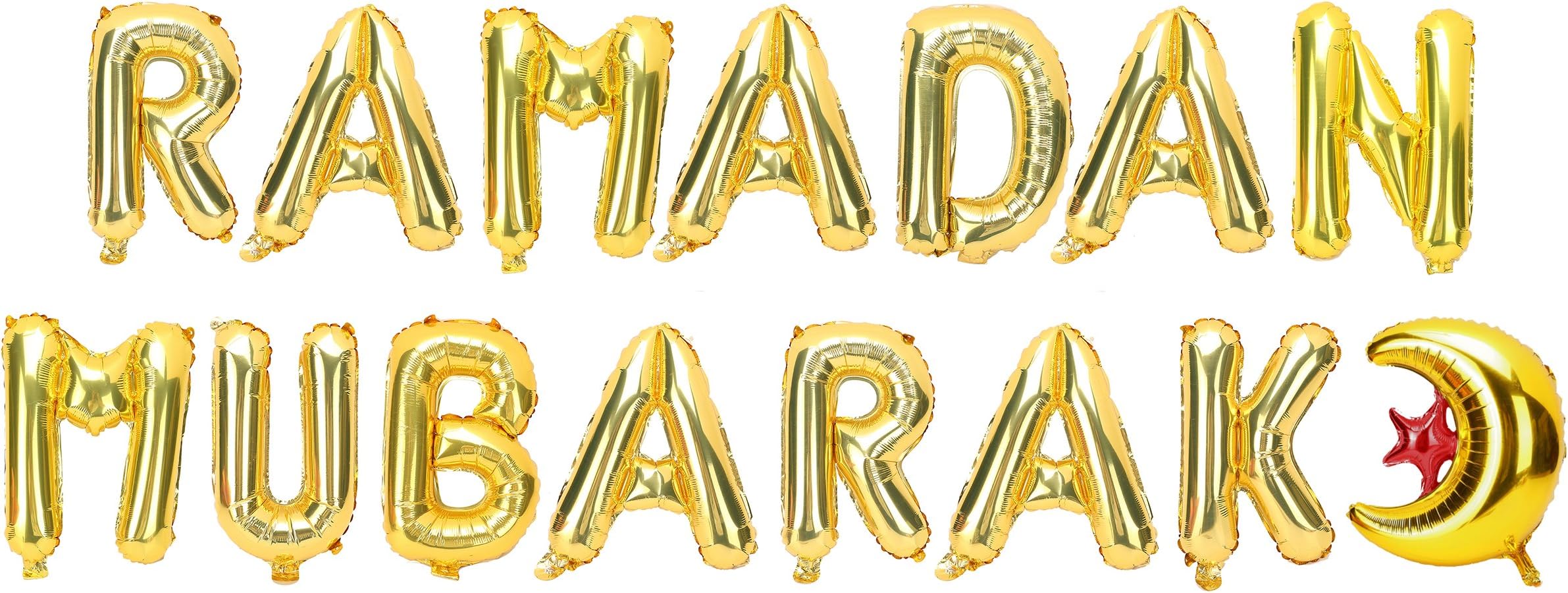 Ramadan/Eid Mubarak Hanging Foil Balloons (Ramadan Mubarak - Gold)