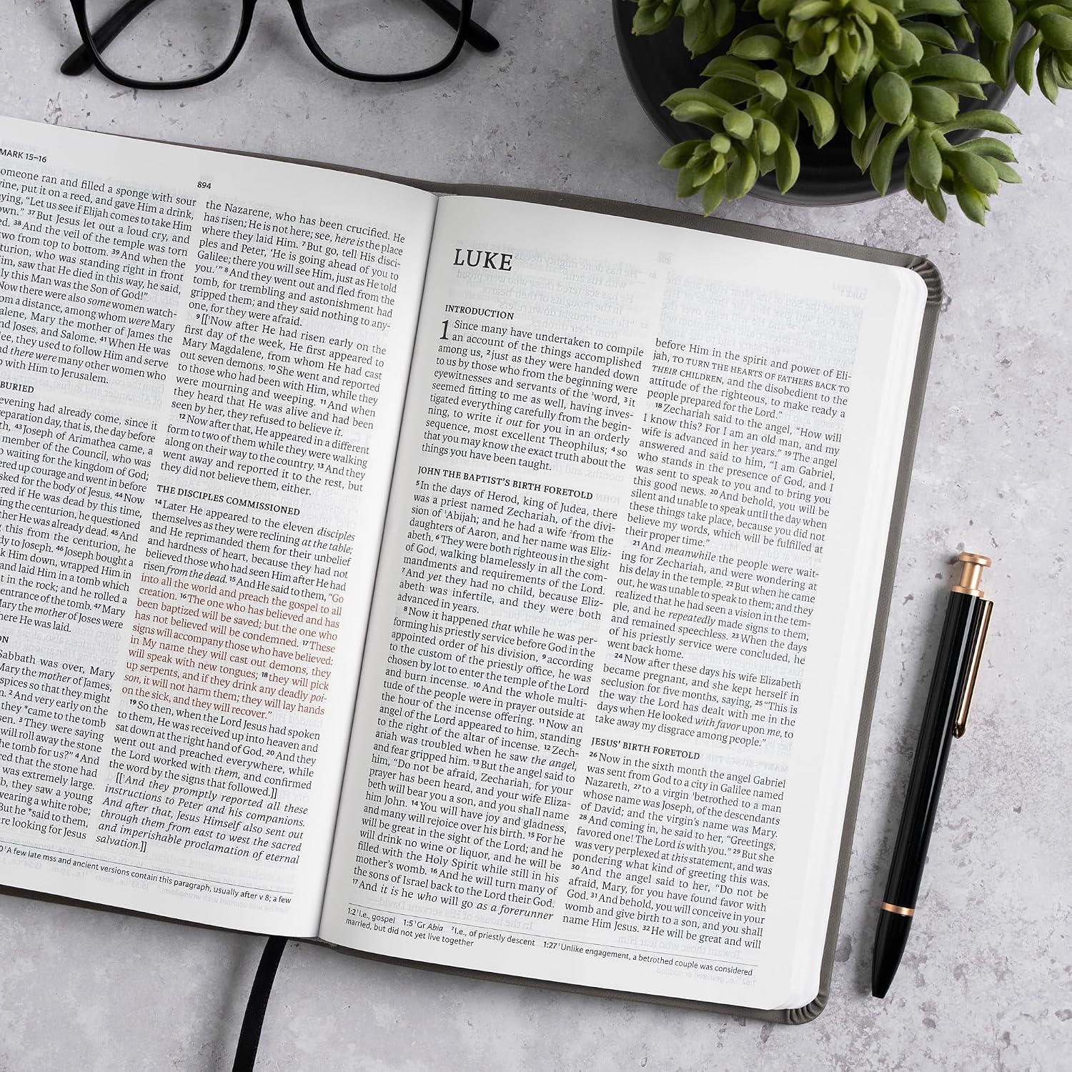 NASB Large Print Thinline Bible, Value Edition, Charcoal LeatherTouch, Red Letter, Presentation Page, Sewn Binding, Full-Color Maps, Easy-to-Read Bible Karmina Type