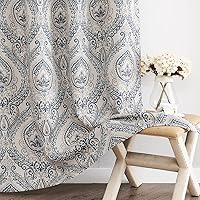 Vista 8 de jinchan - Cortinas opacas para dormitorio, de 84 pulgadas de largo, 2 paneles de cortinas de lino con textura de medallón para sala de estar
