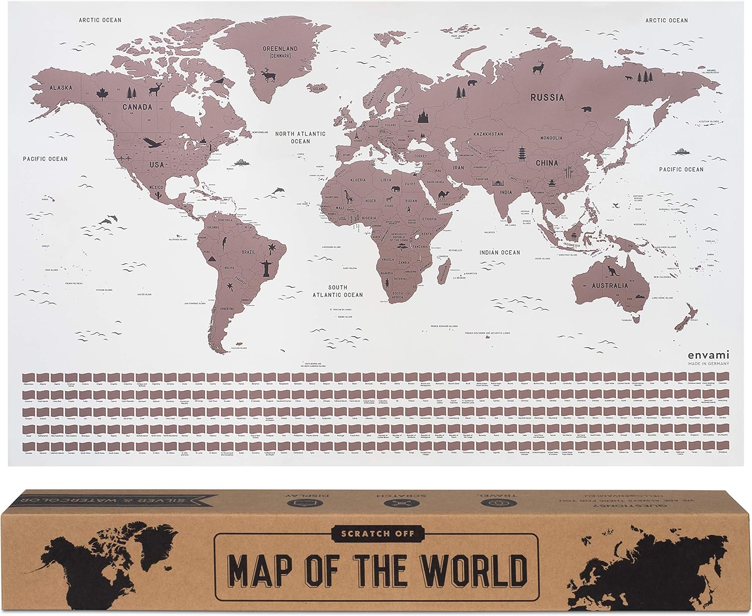 Luckies Of London Mappa Del Mondo Da Grattare – Rose Gold Edition, 82,5x59,4 Cm, Con Lamina Oro-rosa Effetto Marmo
