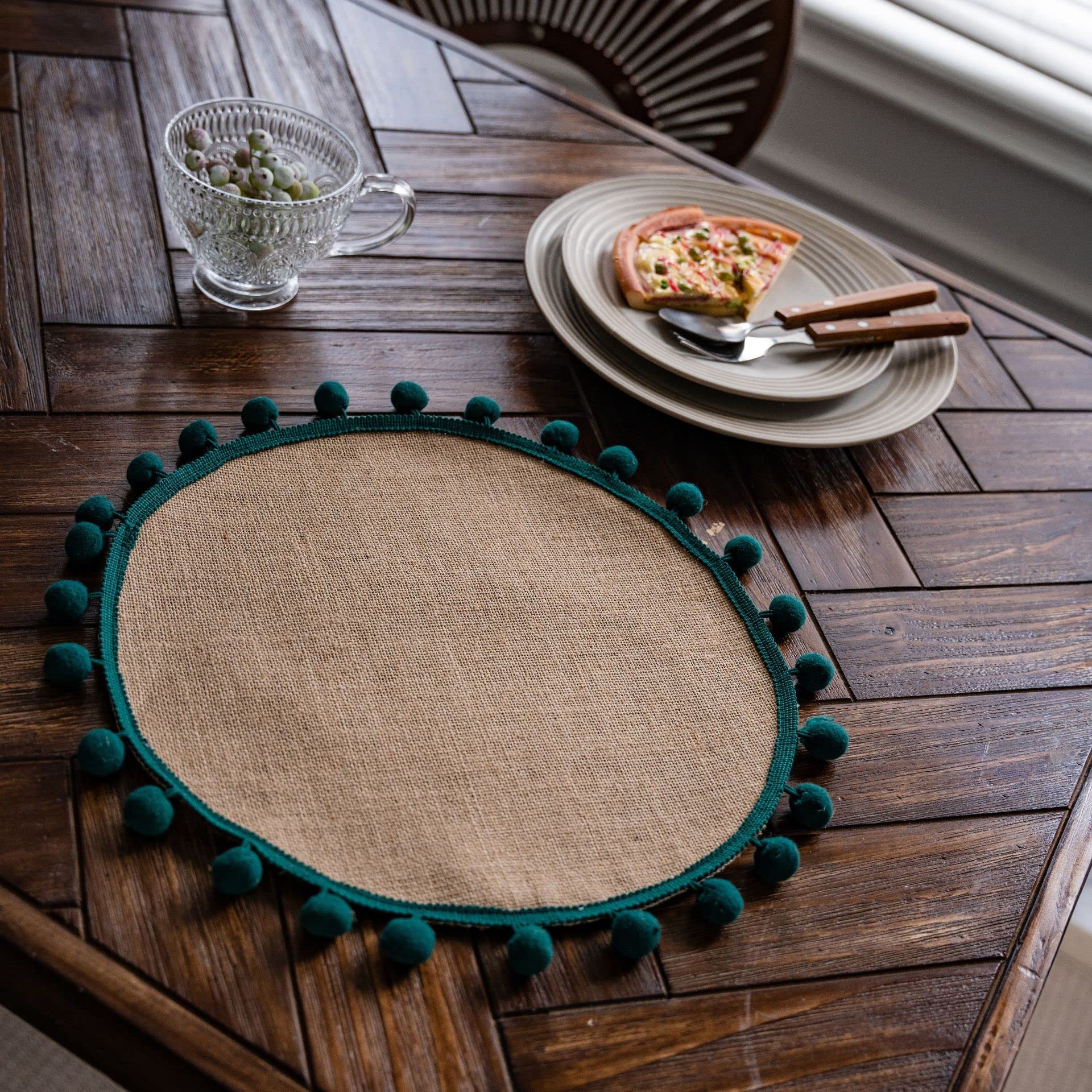 Caminos de Mesa Camino de Mesa arpillera, Camino, Yute Natural, Rollo con Encaje, decoración Granja, Tela Tejida, Borde Cosido, for Boda, Mantel Individual campestre(B,30 * 160cm)