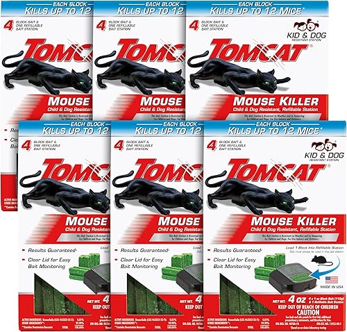 Miniatura 13 de Tomcat Mouse Killer(e) resistente a niños, estación recargable con tapa transparente para fácil monitoreo del cebo, 4 paquetes cada uno con 1