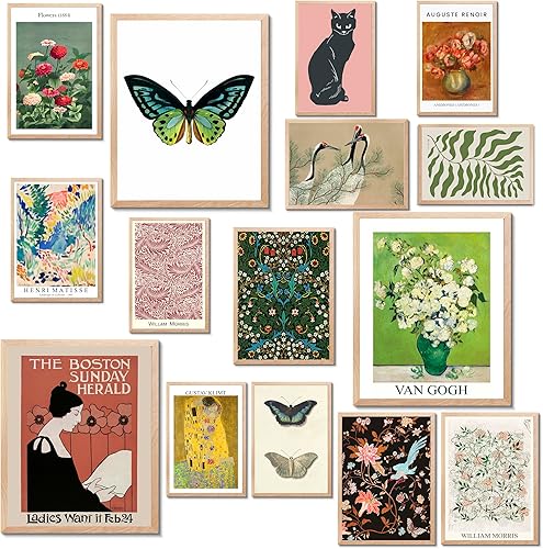 MAZUKO 15 piezas de decoración ecléctica de pared, decoración ecléctica moderna para el hogar, decoración retro maximalista, arte de pared de