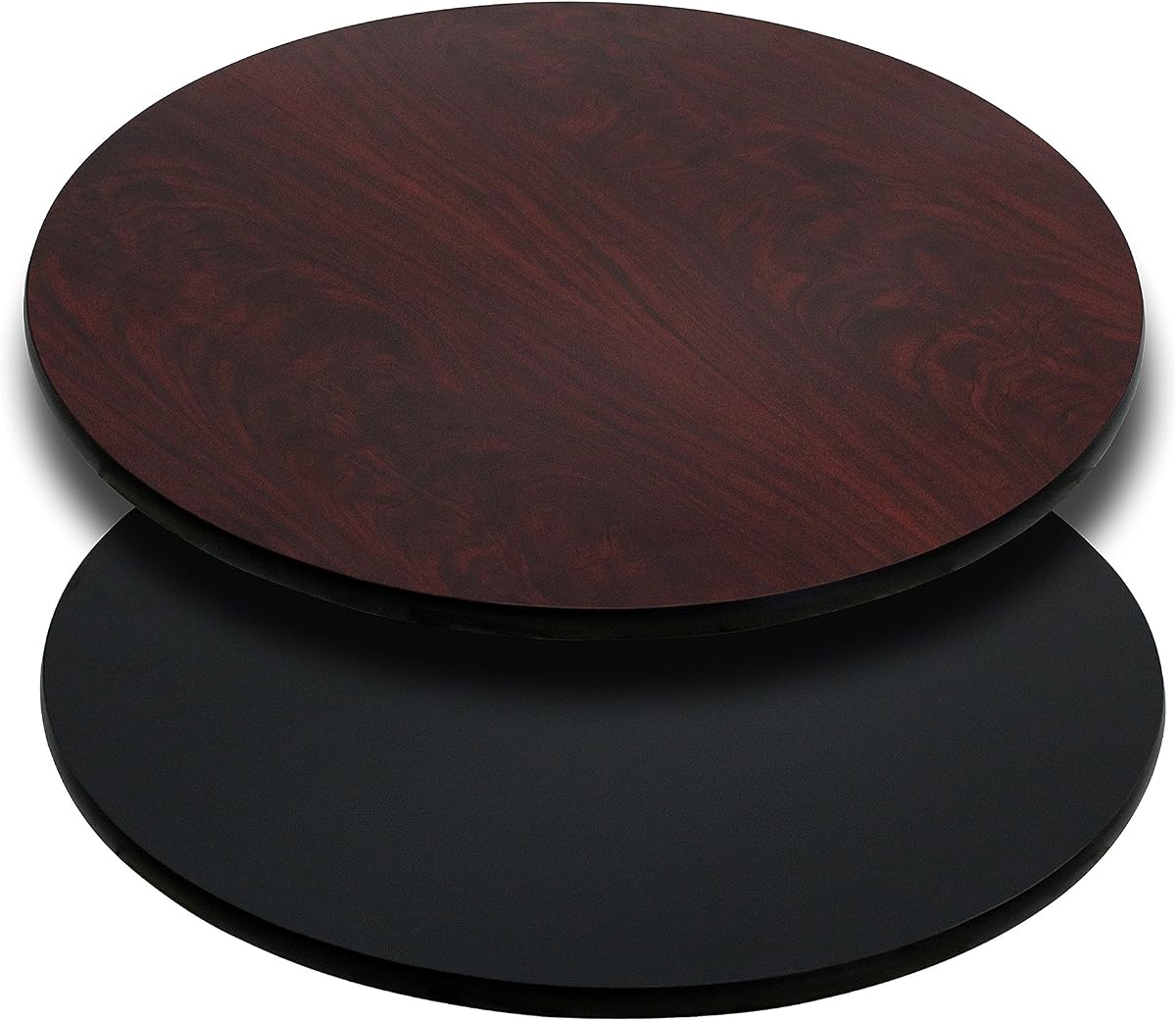 Flash Furniture 24" Round Reversible Table Top, Black/Mahogany | Reversible Laminate Top, Durable Construction, Commercial Use