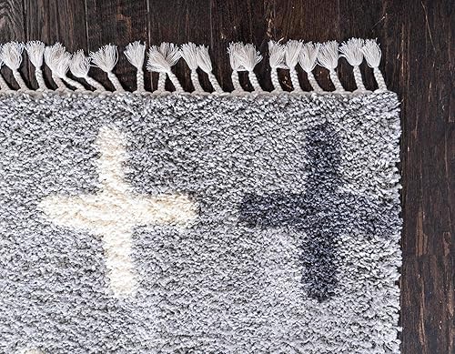 Miniatura 7 de Unique Loom Hygge Shag Collection - Alfombra moderna de inspiración marroquí con diseño geométrico, felpa y acogedora, rectangular, 8' 0" x 10' 0",