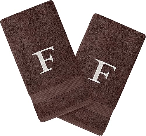 Juego de 2 toallas personalizadas con monograma, altamente absorbentes y suaves, toallas de mano de algodón turco de 16 x 27 pulgadas, toallas de