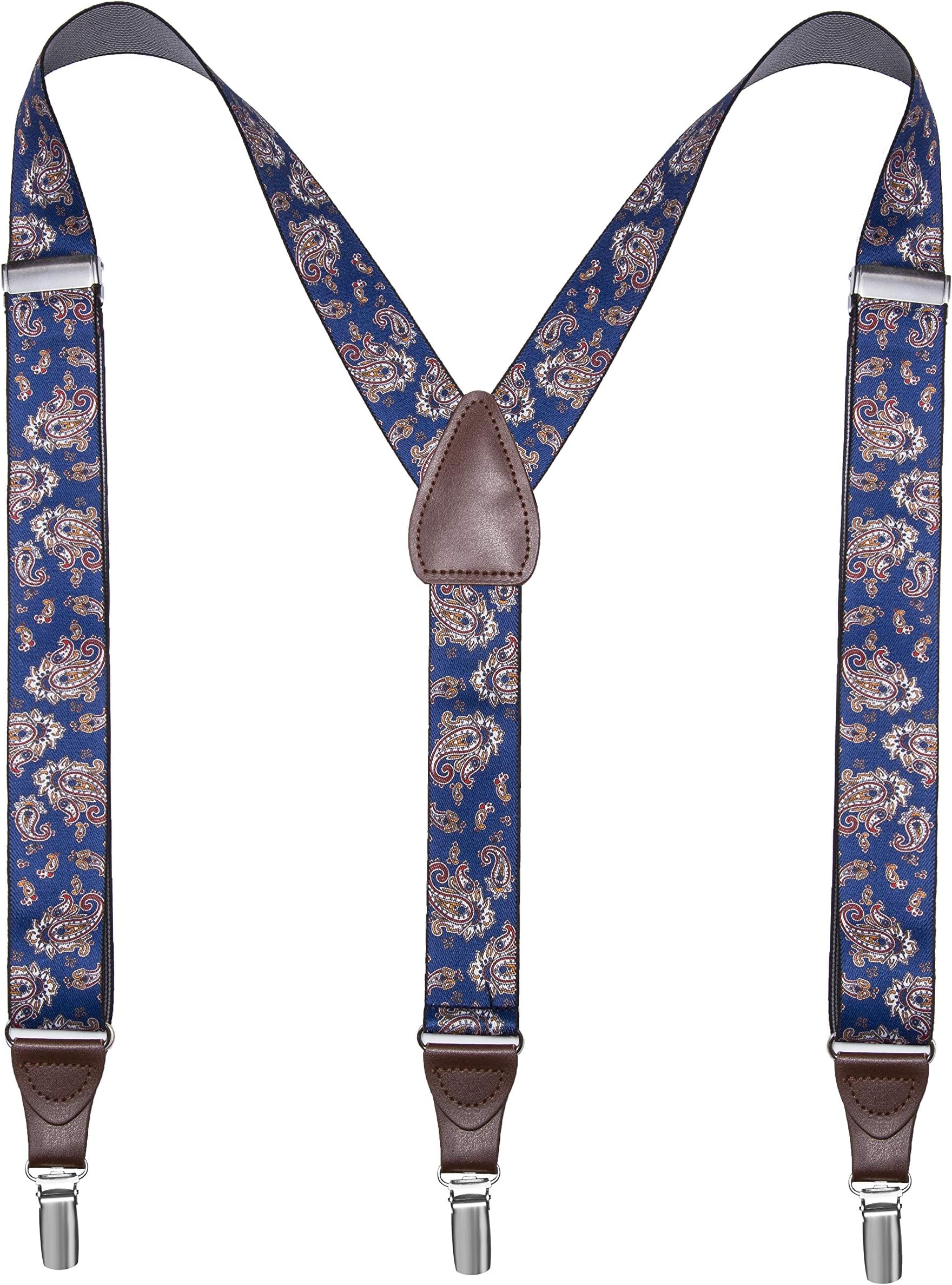 Men’s Y-shape 1.4 Inch Suspender -3 Metal Clips, Elastic Straps