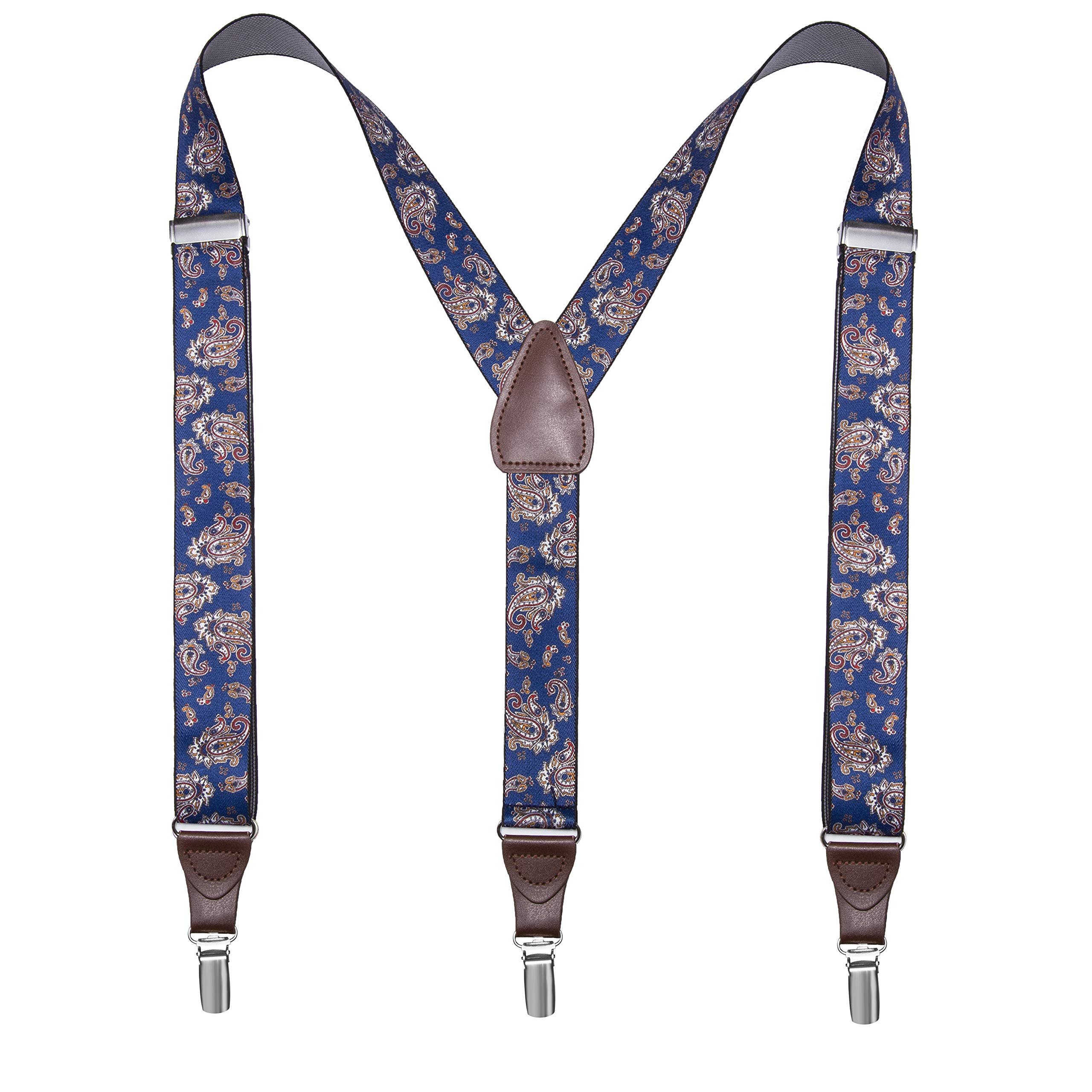 Men’s Y-shape 1.4 Inch Suspender -3 Metal Clips, Elastic Straps