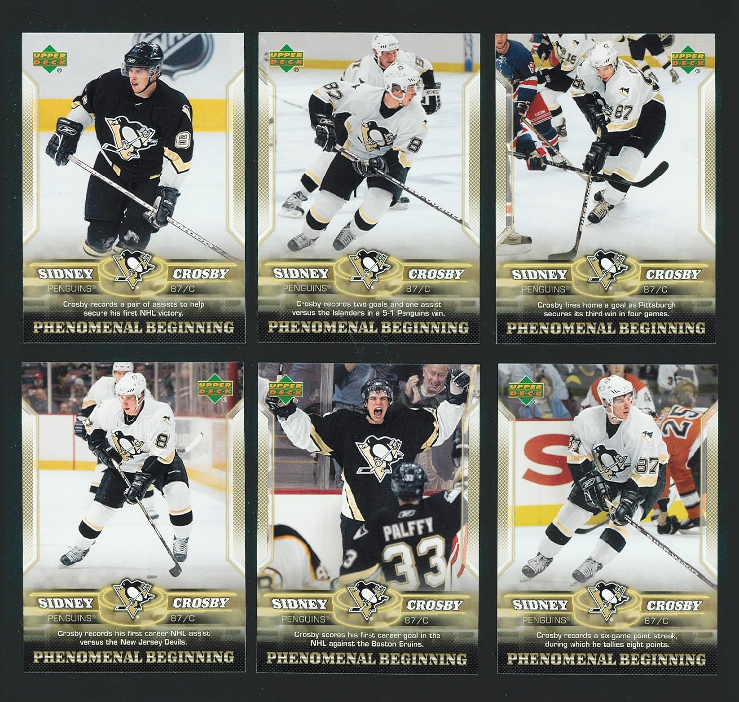 2005/2006 Upper Deck Sidney Crosby Phenomenal Beginnings Gold 21 Card Rookie Card Set w/Jumbo Card