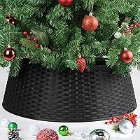 Vista 9 de Blissun Anillo para árbol de Navidad, collar de plástico para árbol de Navidad de 28.5 pulgadas, falda de árbol de Navidad para decoración de Marrón