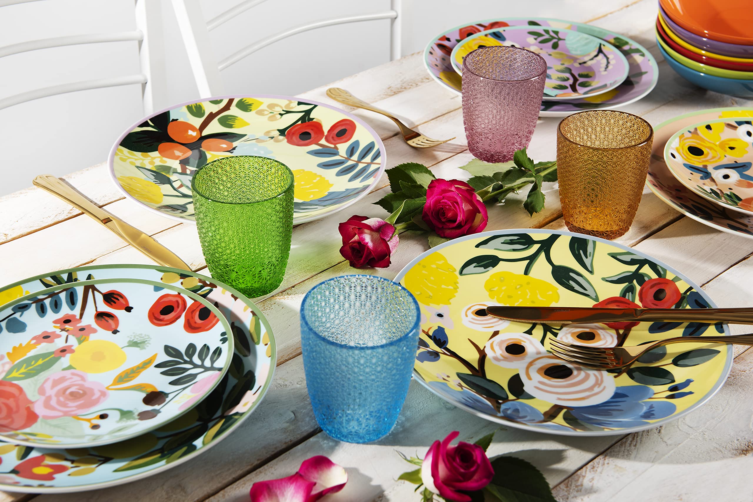 Service De Vaisselle Excelsa Eze Sur Mer - 12 Pièces En Porcelaine, Motifs Floraux - Pour 4 Personnes