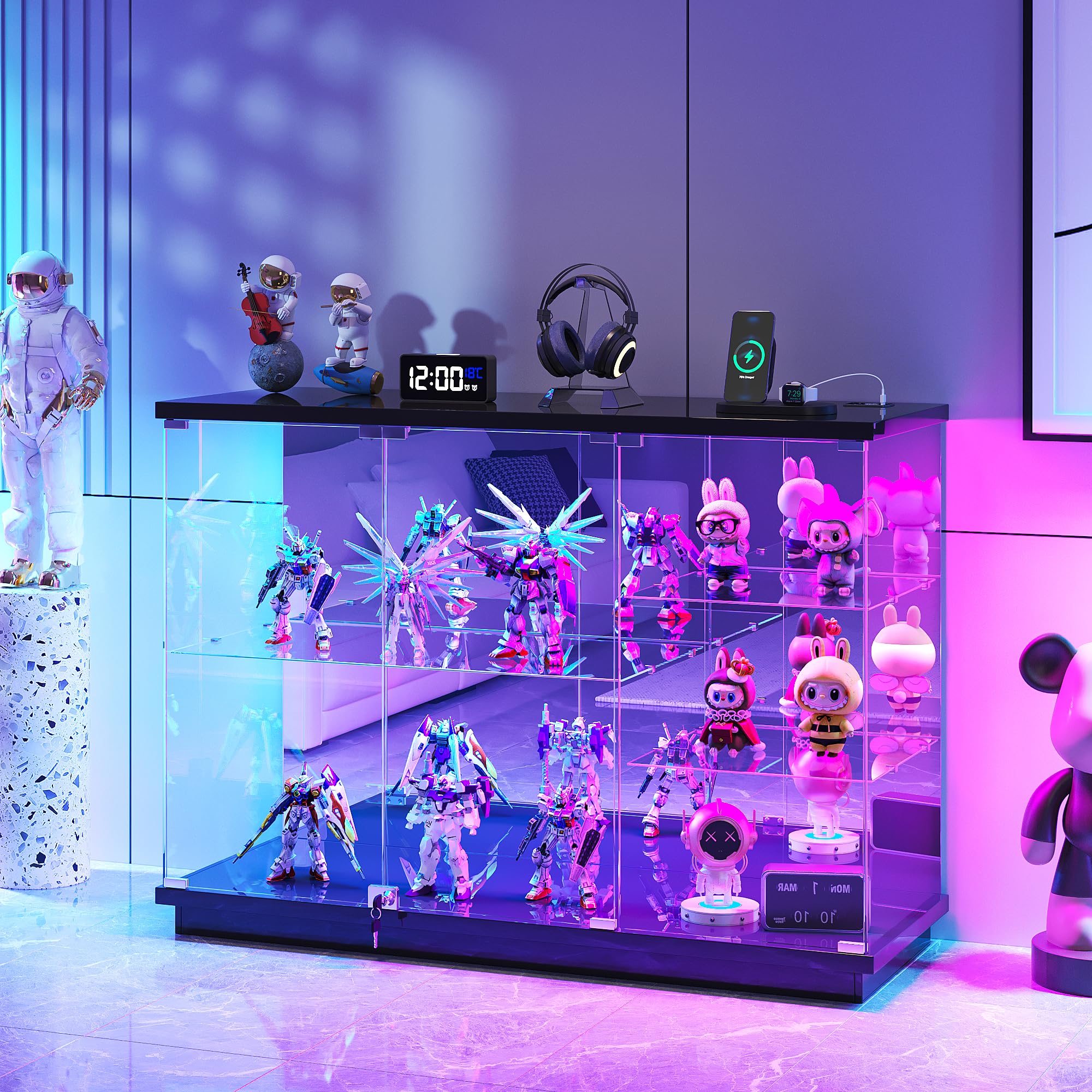 5 Tier Display Cabinets with RGB Lights and Human Sensing for Collectibles