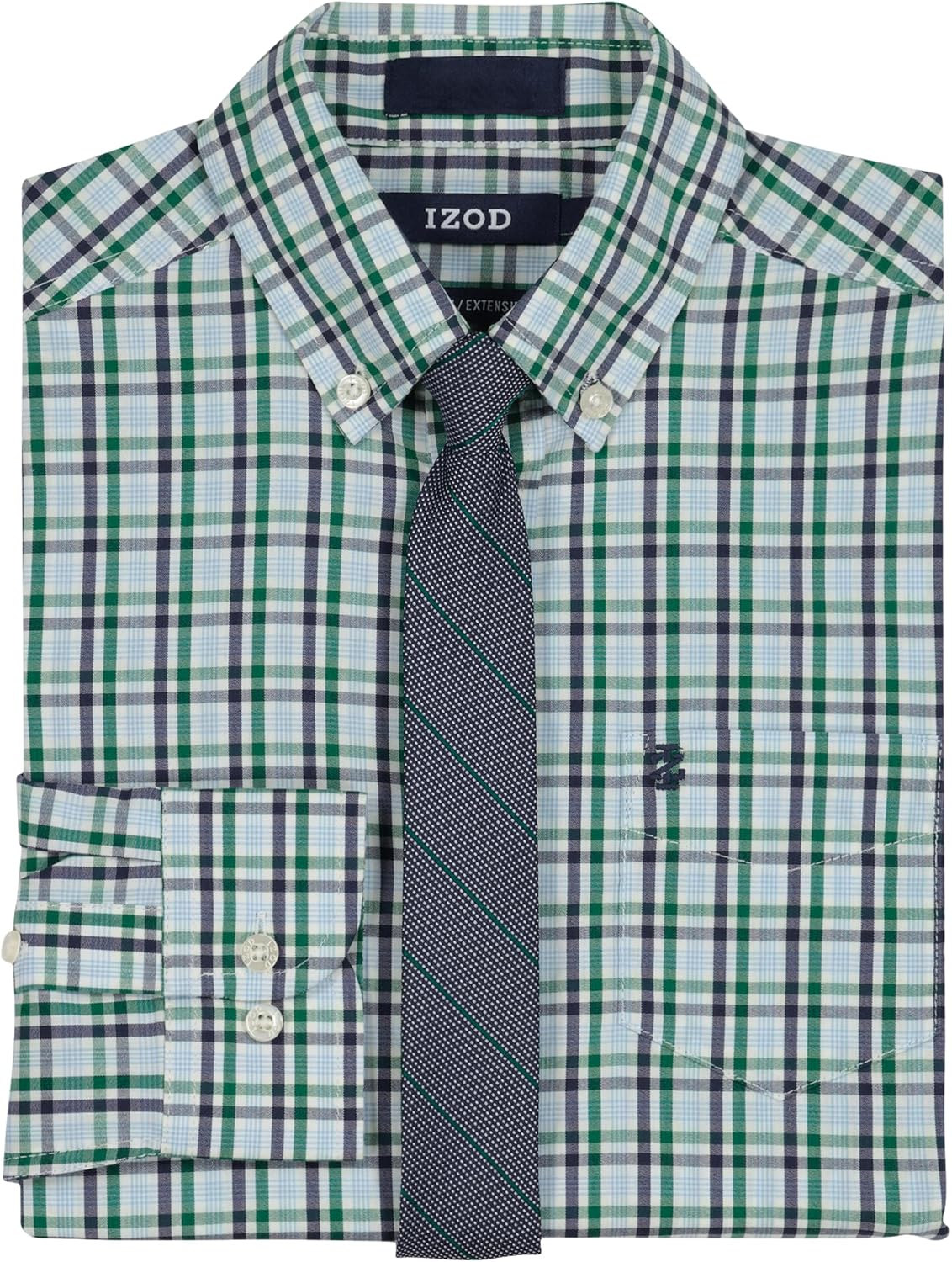 Izod Boys Long Sleeve Button-Down Collared Dress Shirt with Tie and Chest Pocket - Image 2