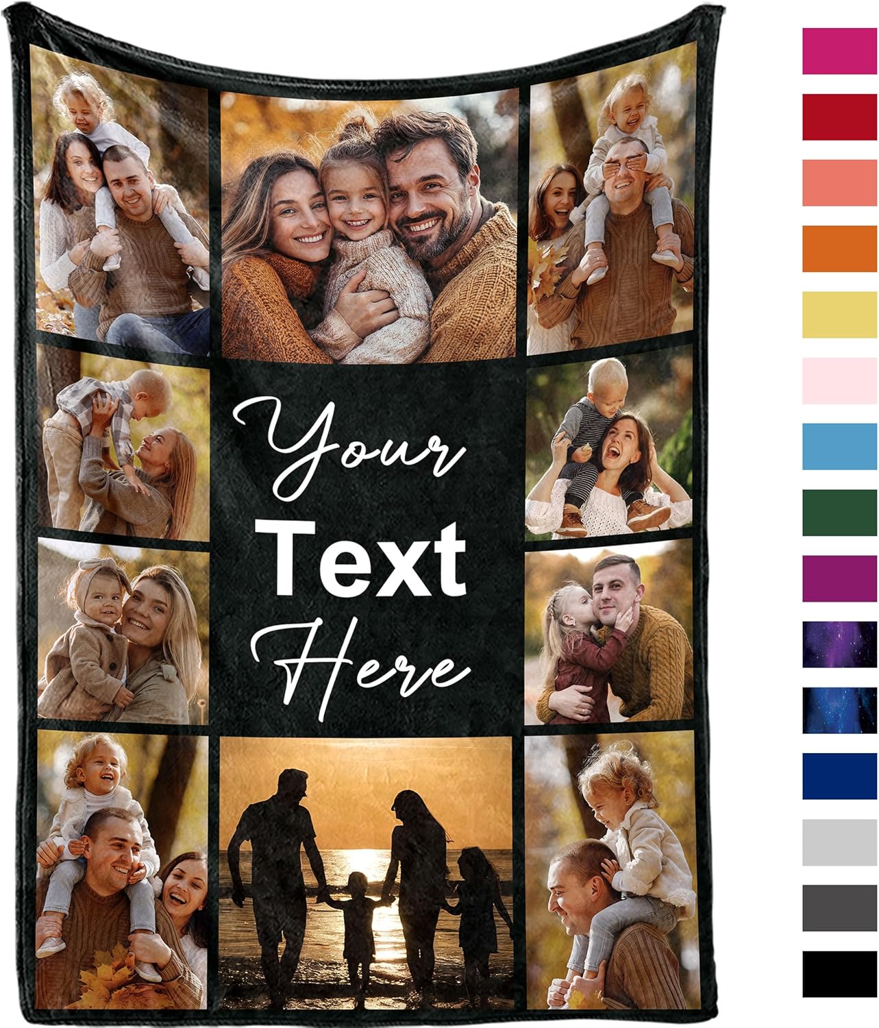 Yofair Ships Next Day, Custom Blanket with Picture Personalized Gifts for Mom Dad Customized Photo Blanket Family Christmas Birthday Gifts for Adult Husband Wife 60" W x 80" L