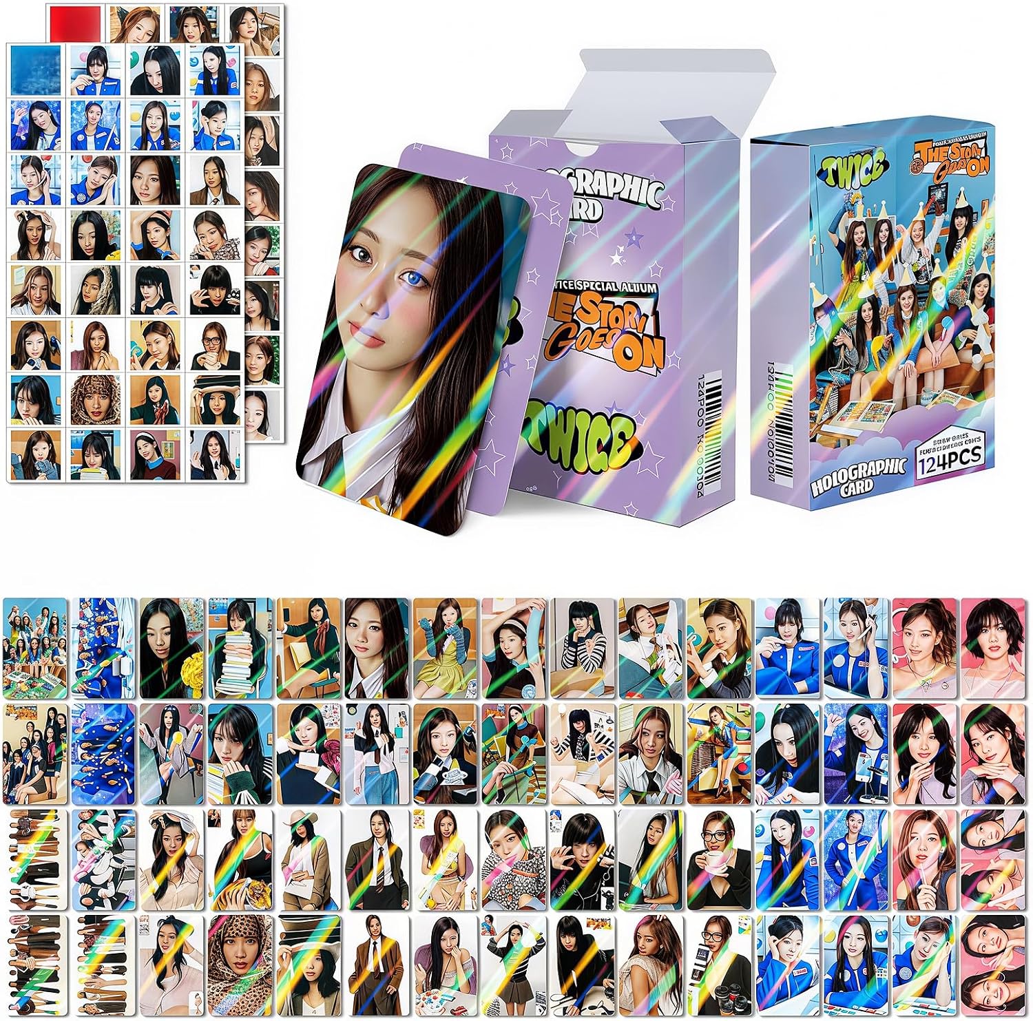 PYAJUU TWICE Photocards 124 PCS Twice Album Photo Cards Set 60PCS Photocards with 64 PCS Stickers KPOP Gift Lomo Merch for Fans Boys and Girls Greeting Cards 2026 (PURPLE)