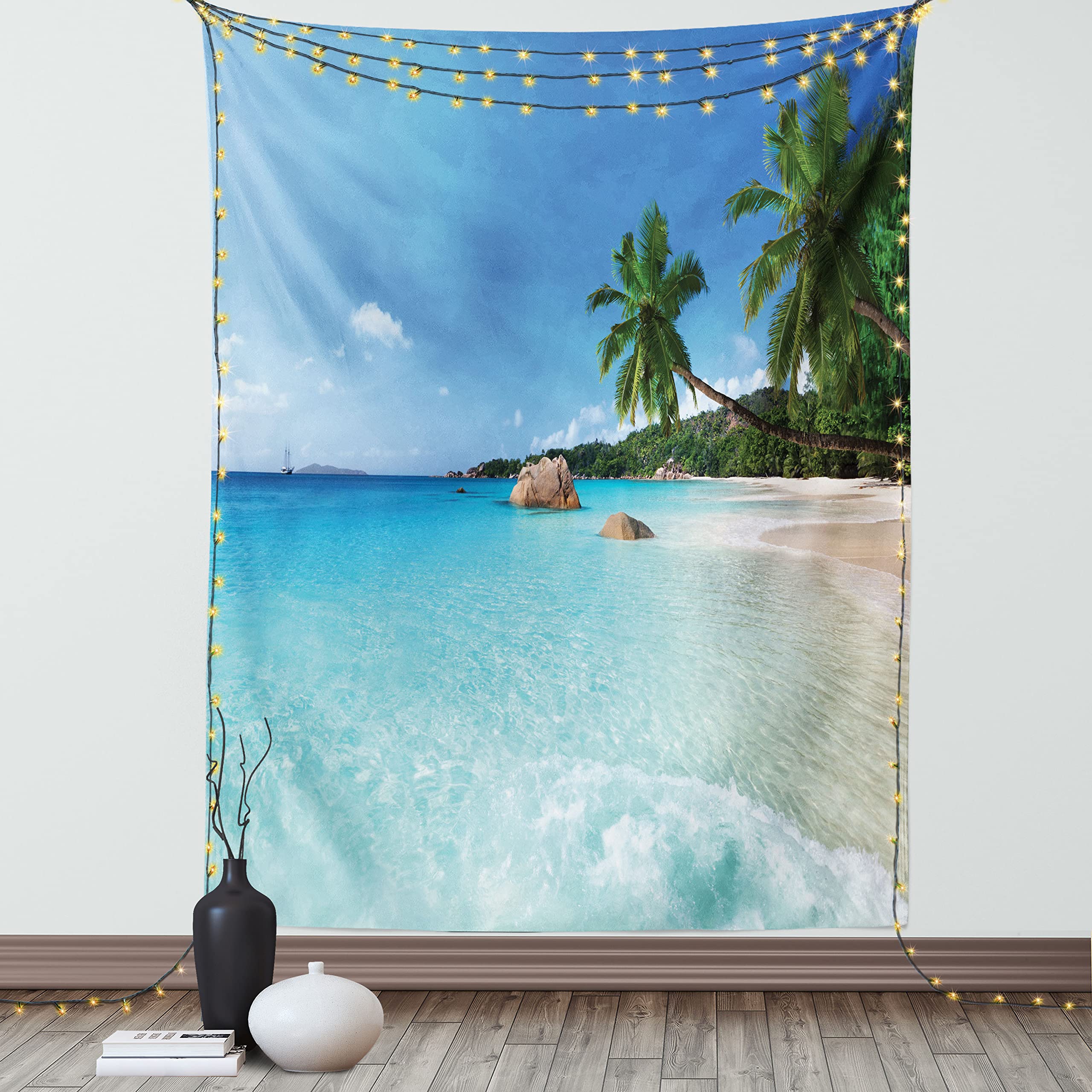ABAKUHAUS Ocean Tapestry, Anse Lazio Beach at Praslin Island Surfing Beach Scenic View Travel - Image 2