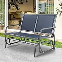 Vista 1 de NUU GARDEN Banco planeador para 2 personas para exteriores, silla de columpio para patio con marco de acero recubierto de polvo y tela de asiento