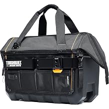 ToughBuilt - Large Capacity 20" Tool Bag, Heavy Duty Wide Opening Tool Bag, Hard Body Construction, Reinforced Handles, Shoulder Strap, 38 Pockets