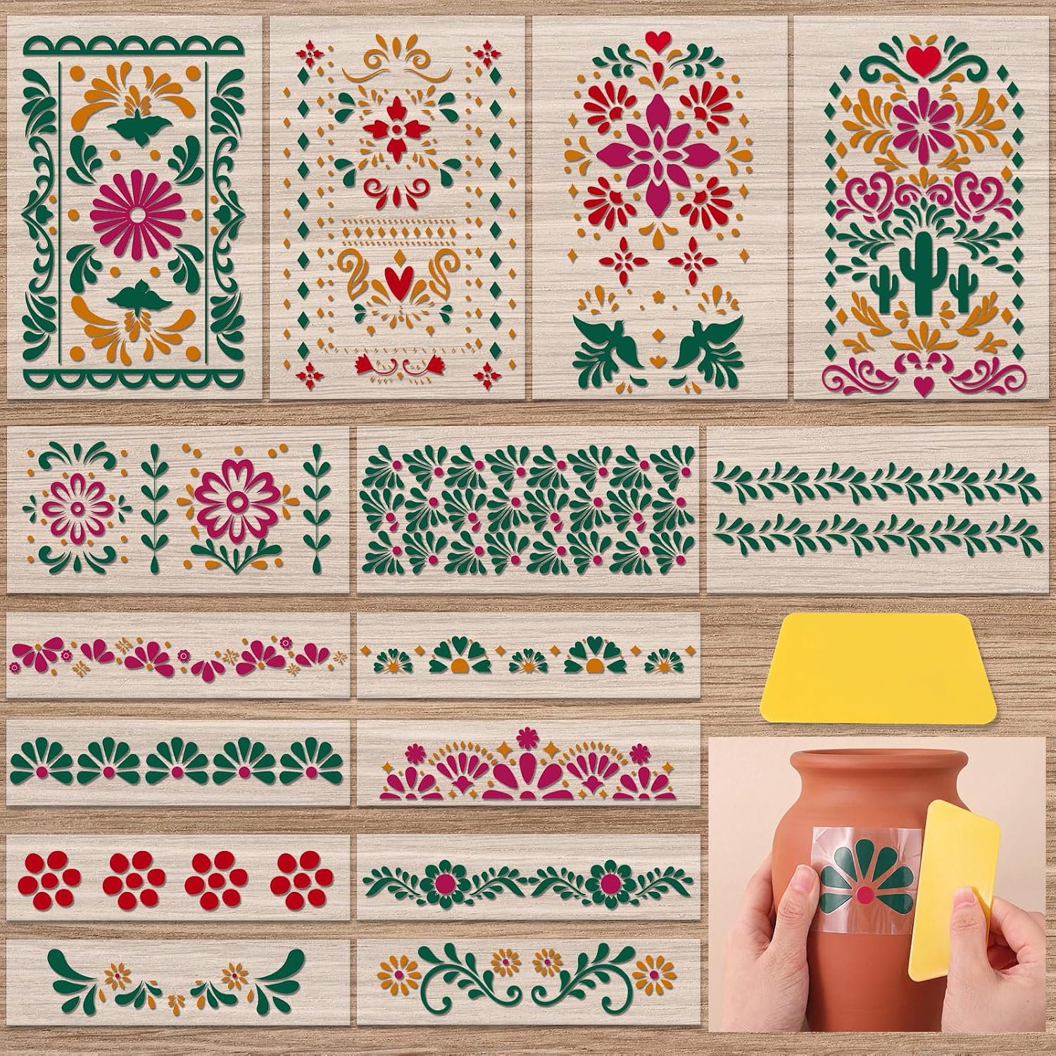 Frienda 15 Pcs Mexican Floral UV DTF Transfers Cielito Lindo, White