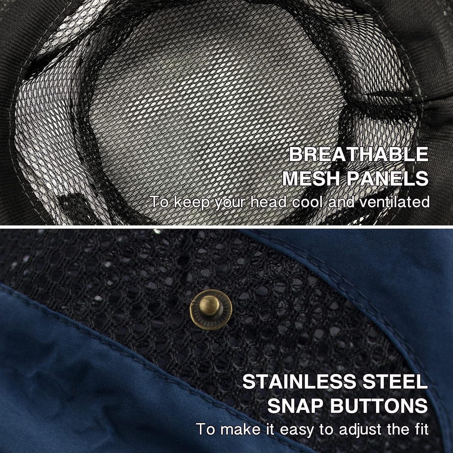 Men's Sun Hat Outdoor UPF50+ Mesh Wide Brim Bucket Safari Cap Foldable Waterproof Boonie Fishing Hats - Image 4