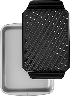 Wilton Recipe Right Non-Stick Large Broiler Pan Set, Ideal for Chicken Fajitas, Pork Chops and Rice, Halibut or Marinated Lamb Chops, 14.5 x 11-Inch