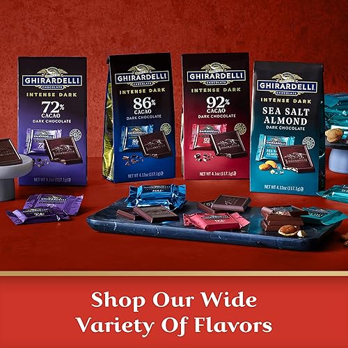 Vista 19 de Ghirardelli 72% Cacao Chocolate Oscuro Intenso Cuadrados - Contiene 55 Ghirardelli 72% Cacao Chocolate Negro Cuadrados
