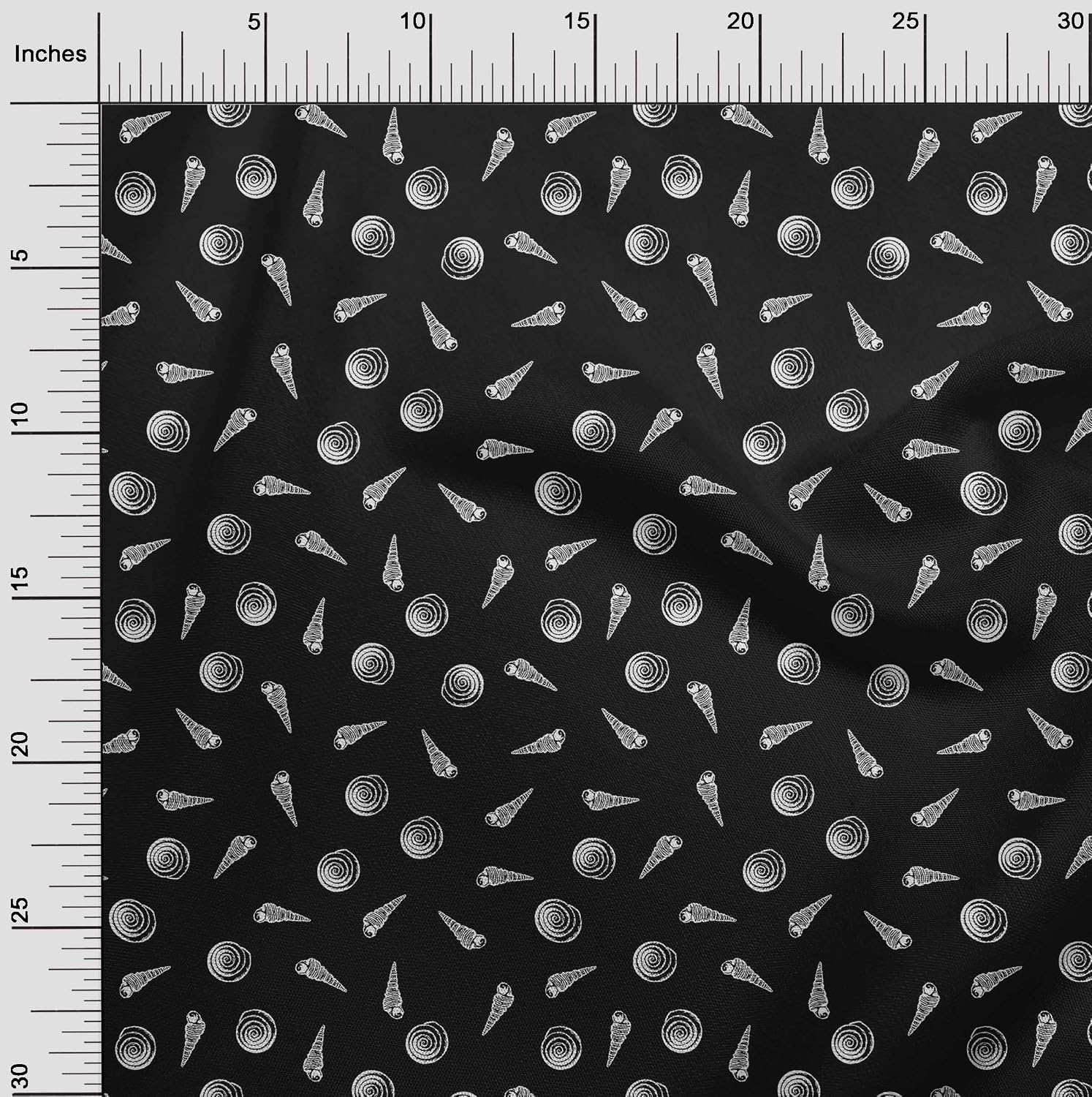oneOone Cotton Flex Black Fabric Sea Shells Sewing Craft Projects Fabric Prints by Yard 40 Inch Wide