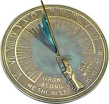 Rome RM2345 Brass Father Time Sundial with Verdigris Highlights