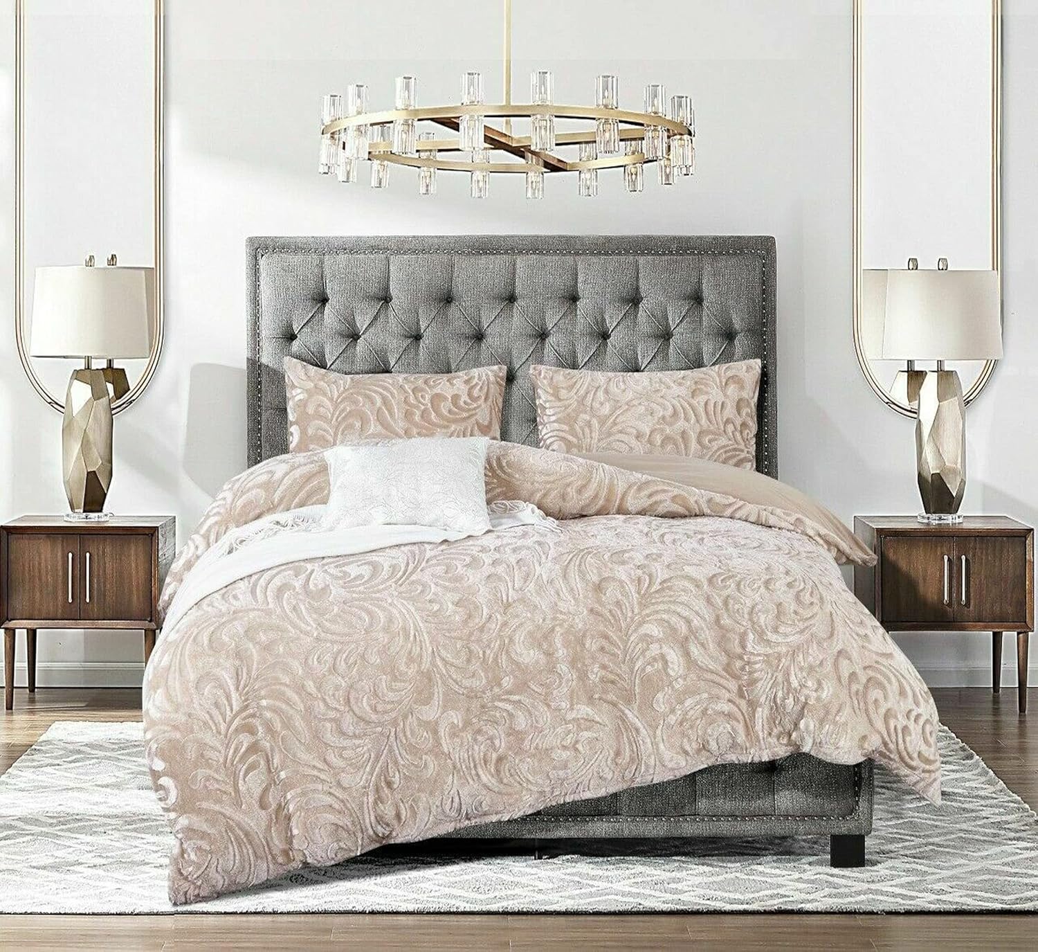 3 Piece Teddy Fleece Pressed Velvet Embossed Duvet Cover Soft Cozy Warm