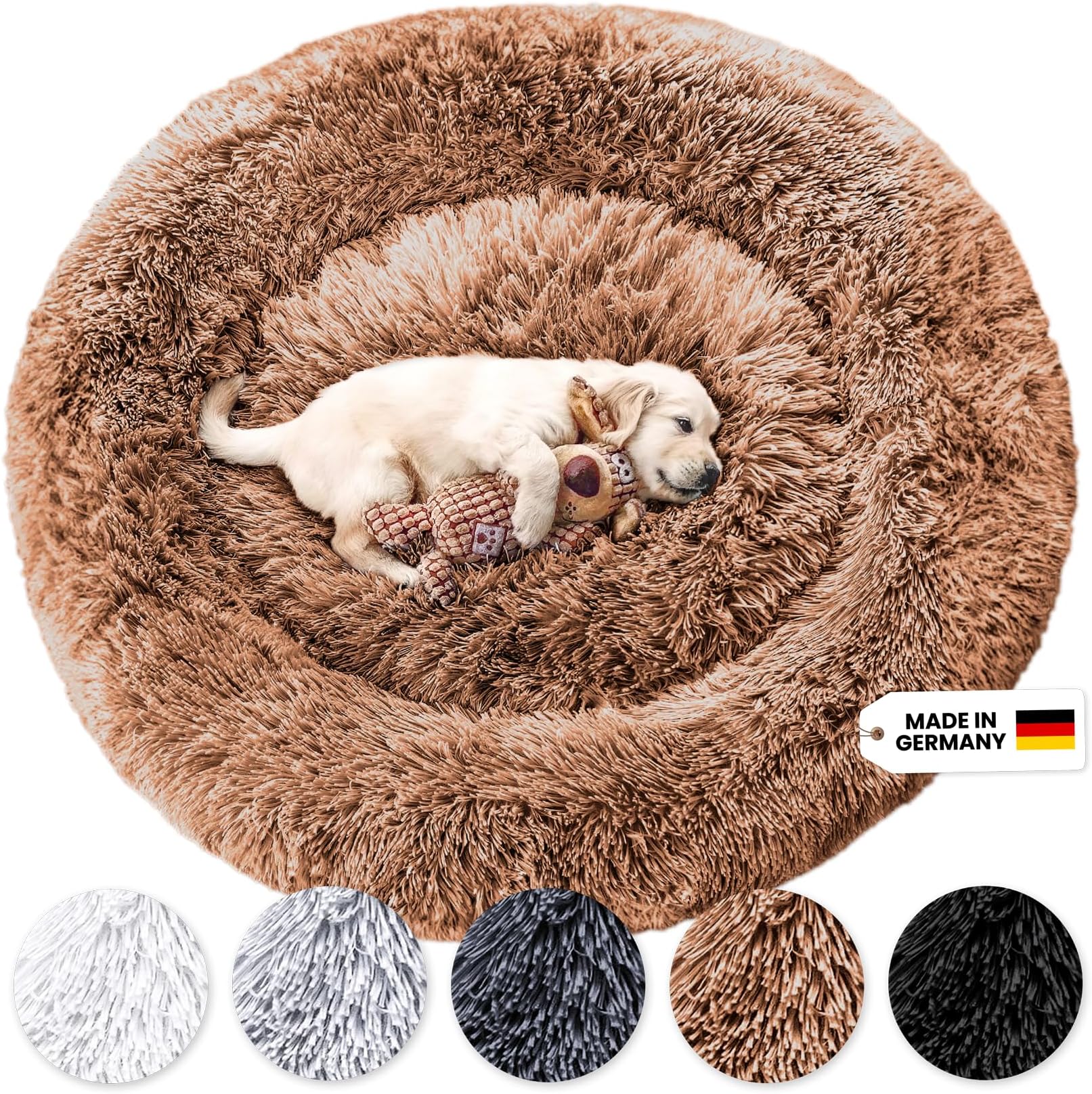 Hundebett Mit Duftdiffusor Rund Flauschig Waschbar  Donut Katzenbett Fr  Kleine Bis Groe Hunde (Beige, L) Beruhigendes Hundebett Duftdiffusor