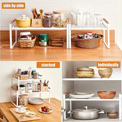 Miniatura 9 de Paquete de 2 canastas grandes para mostrador de frutas + 1 estante ancho apilable pequeño