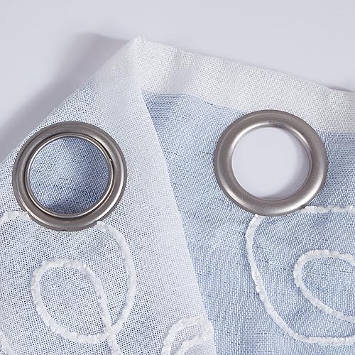 Miniatura 6 de Dainty Home Silvia - Par de paneles de ventana con bordado floral de chenilla de 76 x 84 pulgadas, color azul, SILV7684BL