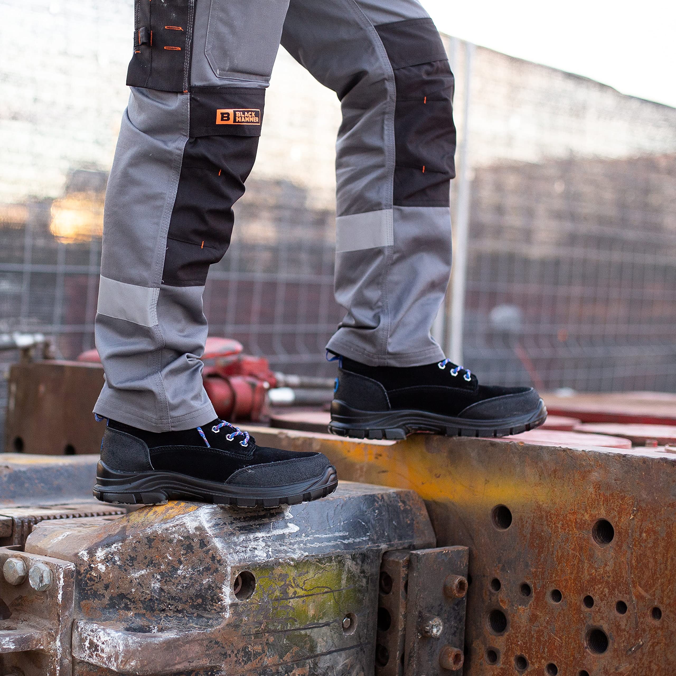 BLACK HAMMER Botas de Seguridad para Hombre con Puntera de Acero S3 SRC Calzado de Trabajo con Tobillo de Ante 7701