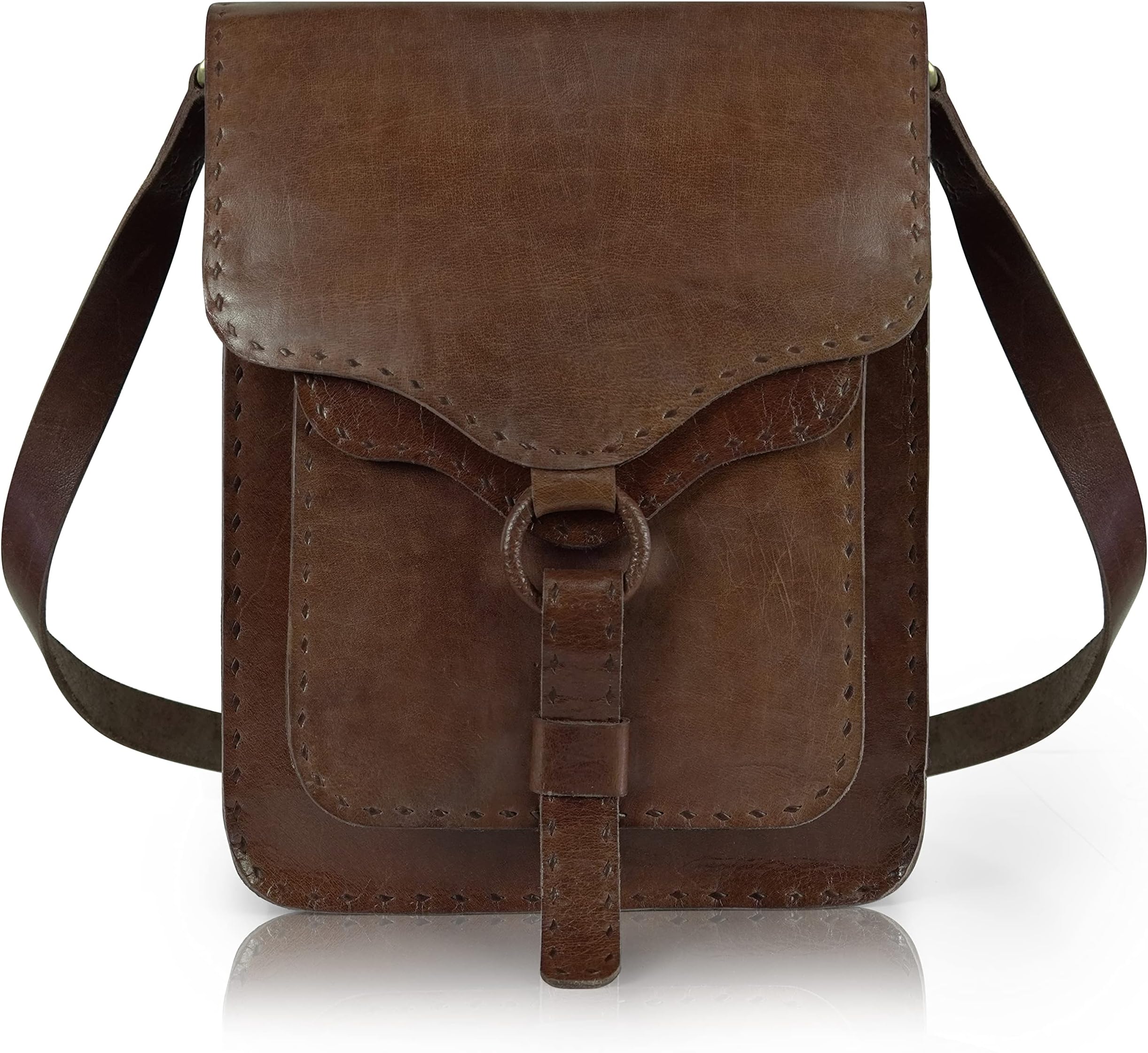 GoatterGenuine Leather Handmade 11" Shoulder Cross body Travel Messenger Bags for Unisex (Brown)
