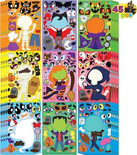 JOYIN 45 Pcs Halloween Make A Face Stickers, Halloween Decoration Make Your Own Arts & Crafts with Witch, Vampire for Kids School Activities for Pumpkin Halloween Parties Decoration Craft Kit
