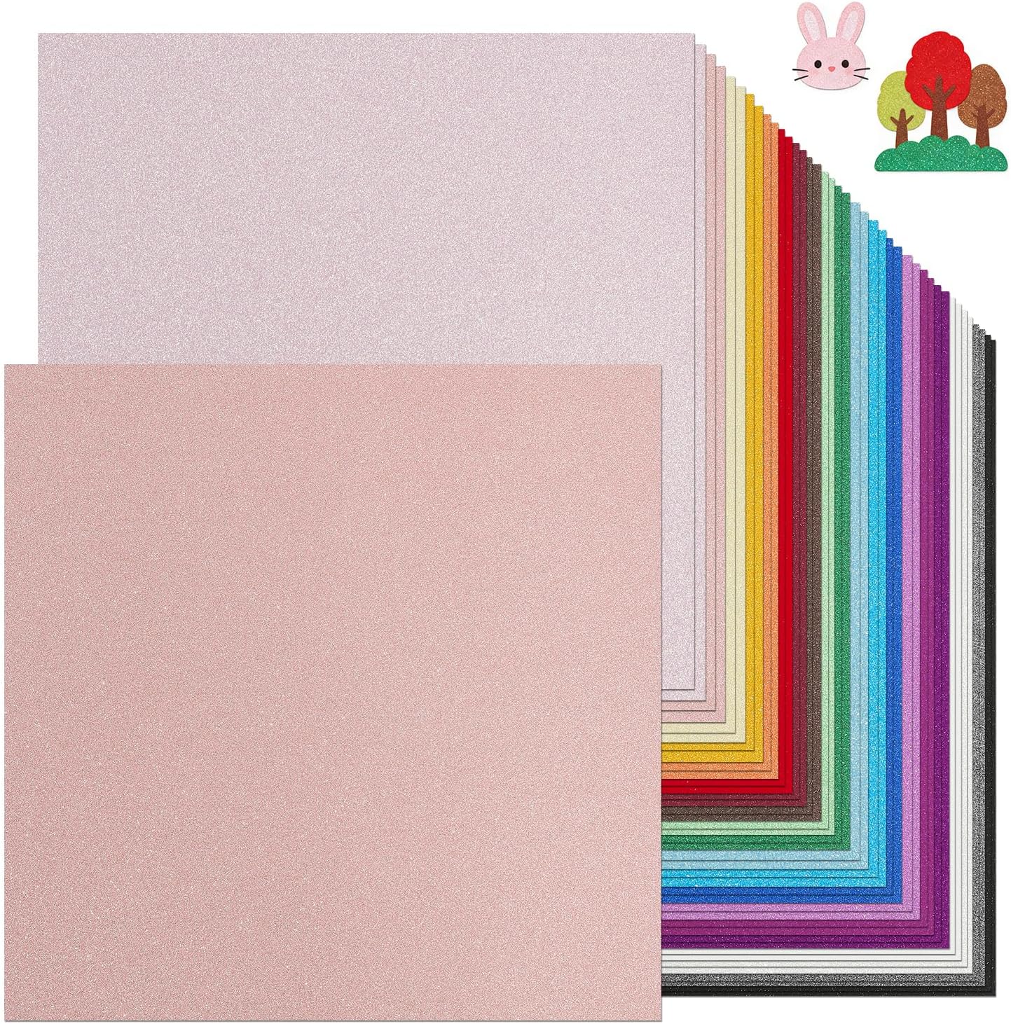12 x 12 Inch Glitter Cardstock Paper, 30 Sheets 30Colors, Premium Glitter Cardstock for Cricut, Sparkly Cardstock Paper for Scrapbooking, Card Making & DIY Crafts 250 GSM