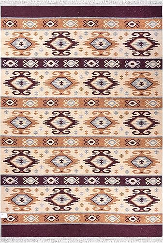 GAD Toklan - Alfombra tradicional reversible de Kilim turcotapiz, color burdeos, dorado, decorativa, bohemia, 5 x 8 pulgadas, color rojo, suroeste,