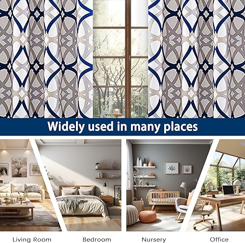 Miniatura 6 de DriftAway Alexander - Juego de cortinas, 2 paneles térmicos opacos para ventanas, sin forro, diseño de enrejado