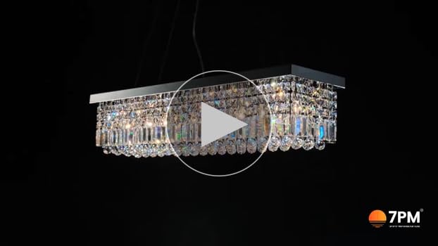 7PM Rectangle K9 Crystal Chandelier Modern Rectangular Pendant