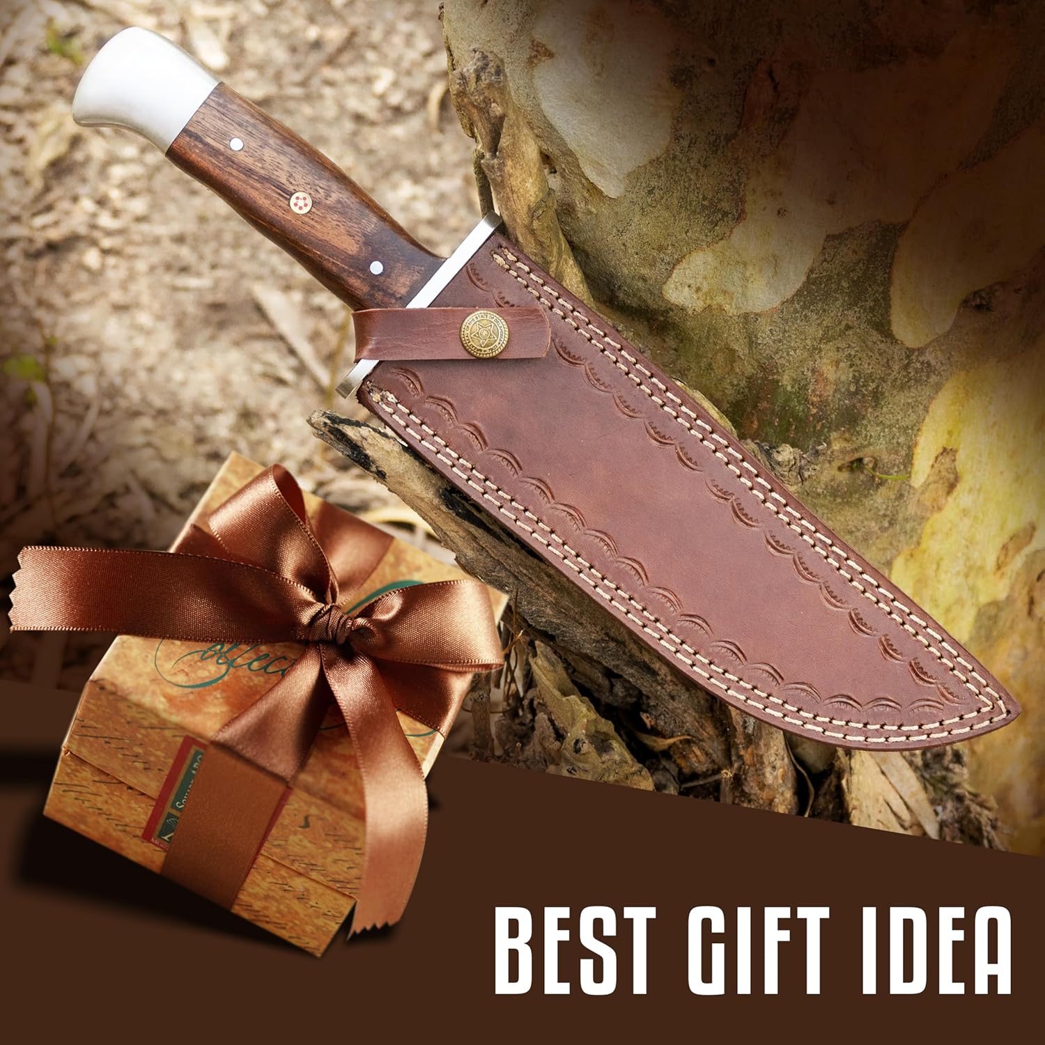 D2 Handmade 13 Inches Bowie Knife Full Tang Fixed Blade Knife with Sheath Hunting Knife with Along Wood Handle Ideal for Camping, Hiking, Survival And Bushcraft - Image 9