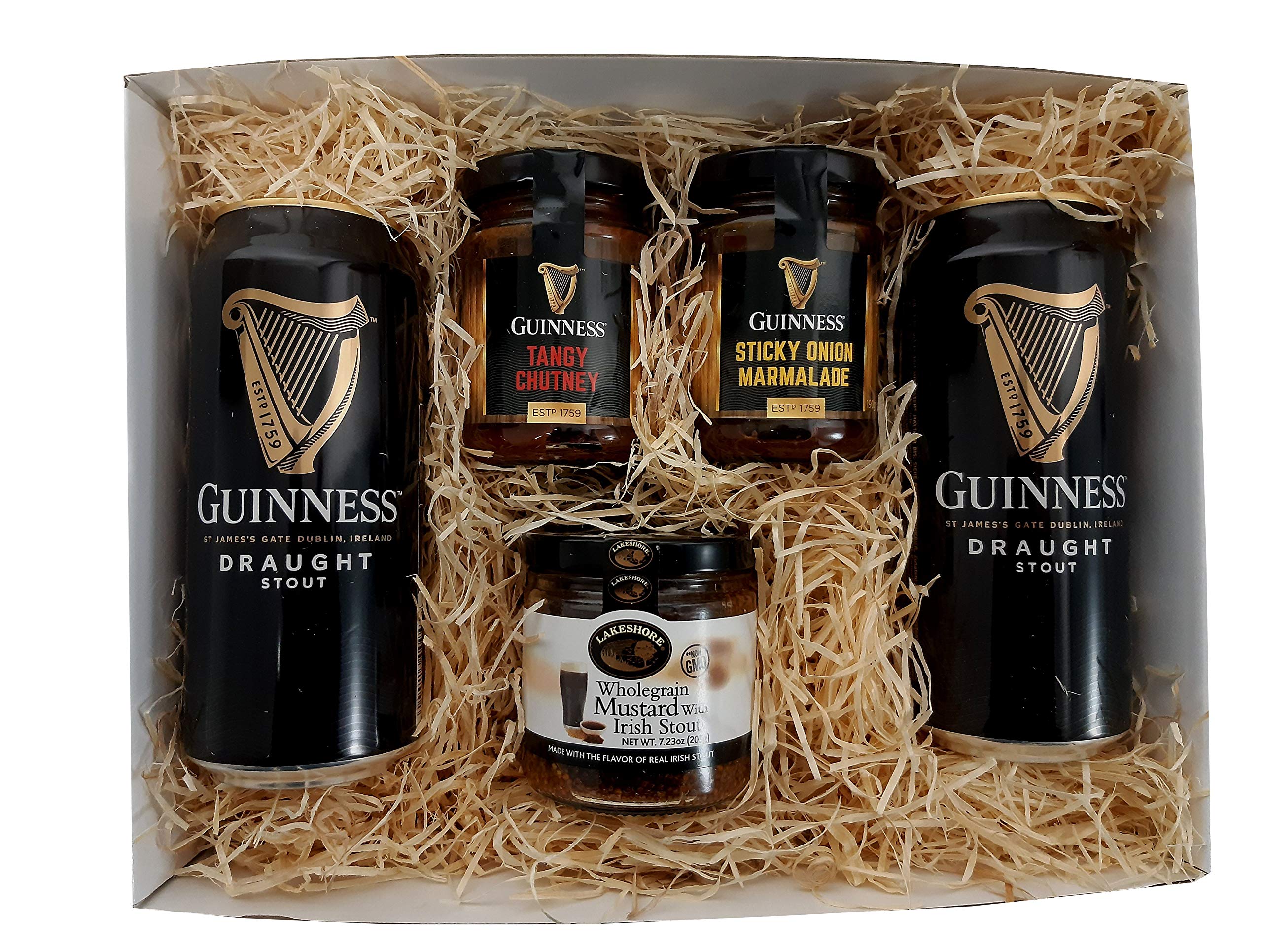Guinness Bier und Dips-Präsentset aus Irland mit GRATIS Lakeshore Mustard