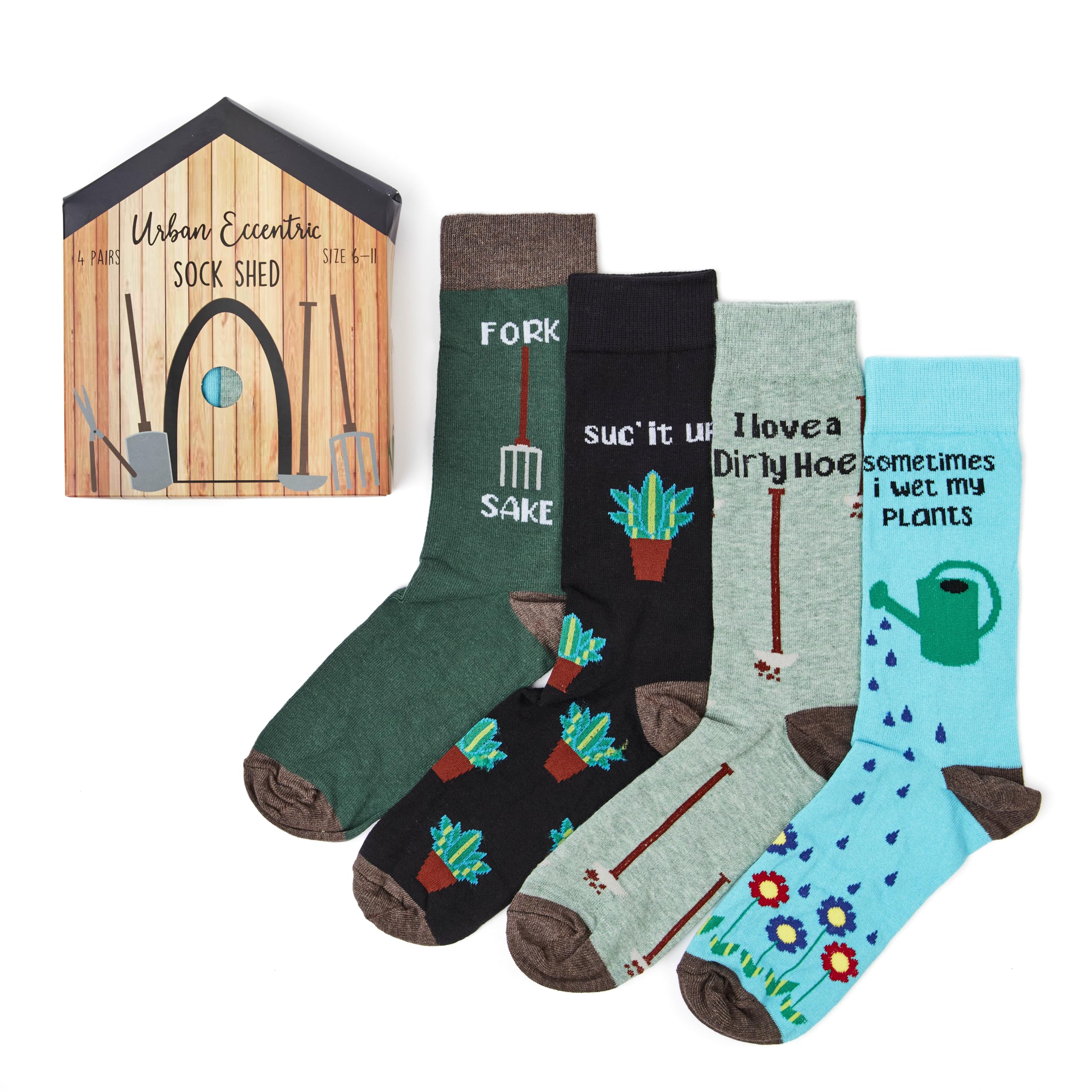 Urban Eccentric Unisex Gardening Shed Socks | 4 Pairs | Cotton Rich Premium Socks | Novelty Gifts
