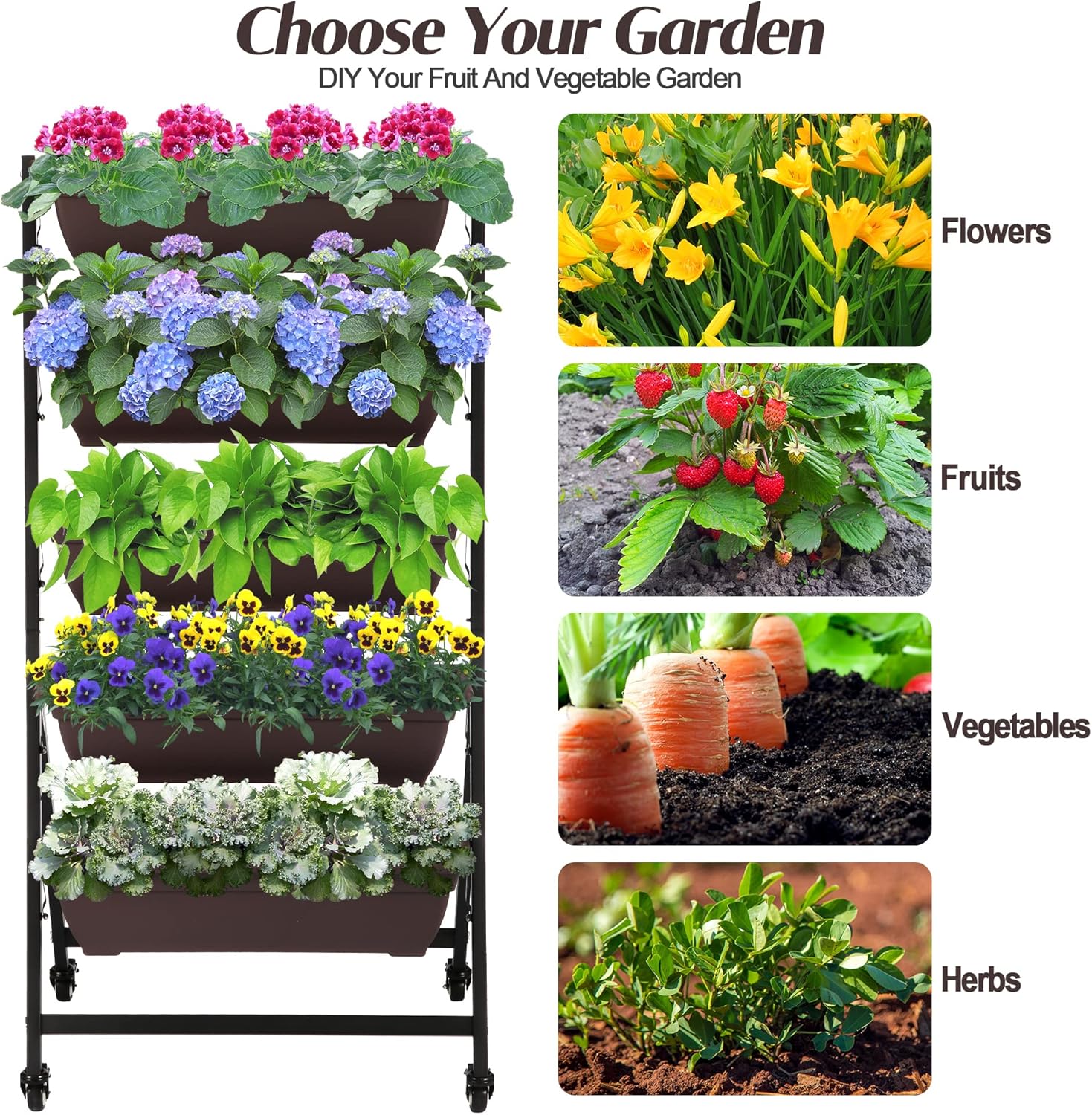 Combo Portamaceta/macetero Hierro 20cm Con Maceta De Fibra Vidrio Alta