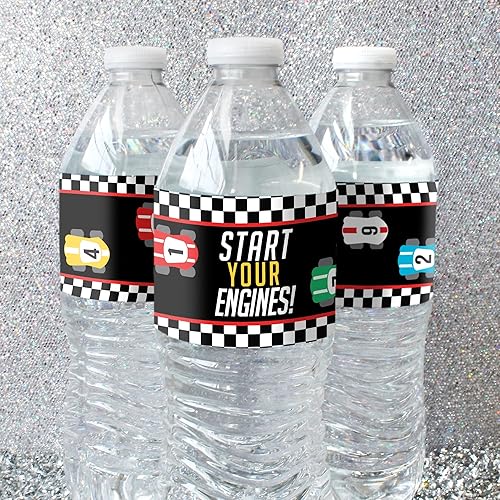 Miniatura 2 de Etiquetas para botellas de agua de fiesta de coches de carreras - 24 pegatinas