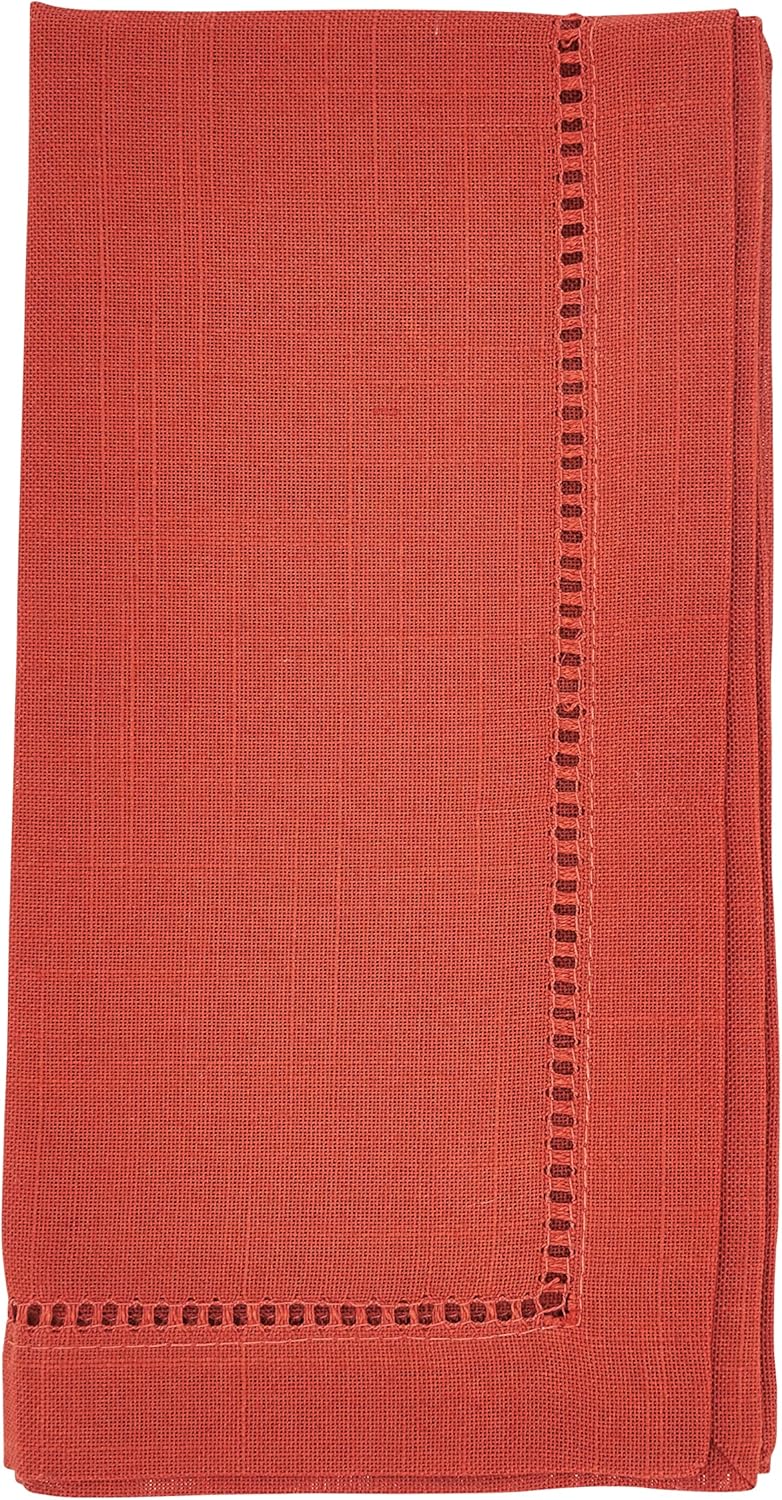 Saro Lifestyle Dinner Napkin with Hemstitched Border (Set of 12), Terracotta, 20"