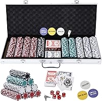 Vista 1 de Smartxchoices Juego de fichas de póquer de 500 piezas de 0.41 oz estilo dados, fichas de póquer de casino de arcilla con estuche de aluminio, dados