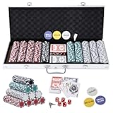 Smartxchoices 500 PCS Poker Chip Set 11.5 Gram Dice Style Clay Casino Poker Chips w/Aluminum Case Cards Dices Blind Button for Texas Holdem Blackjack Gambling