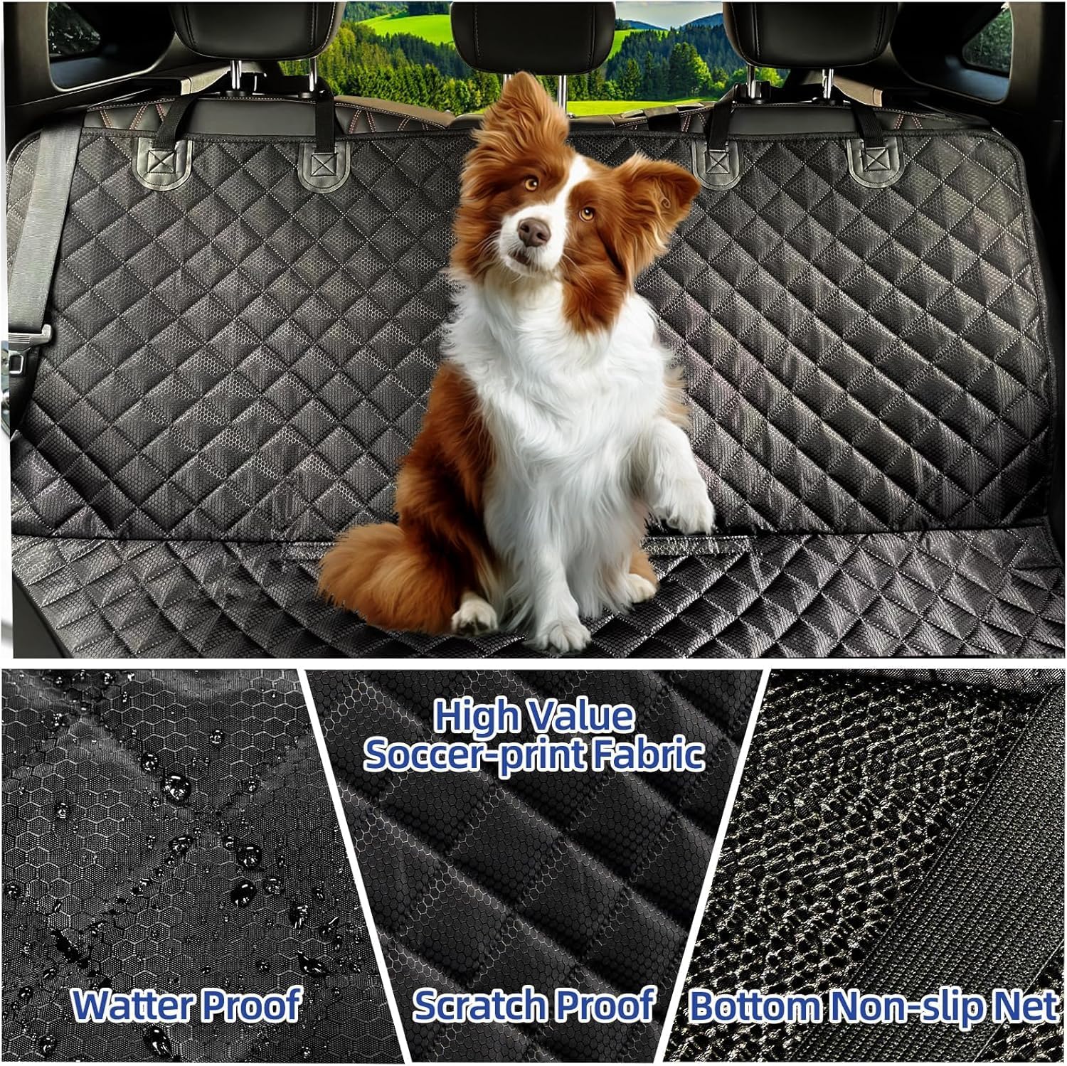 1PC Dog Car Seat Cover for Back Seat, Hard Bottom Back Seat Extender for Dogs, Waterproof Durable Car Seat Protector Reat Seat Covers for Cars, Trucks and SUVs, Black