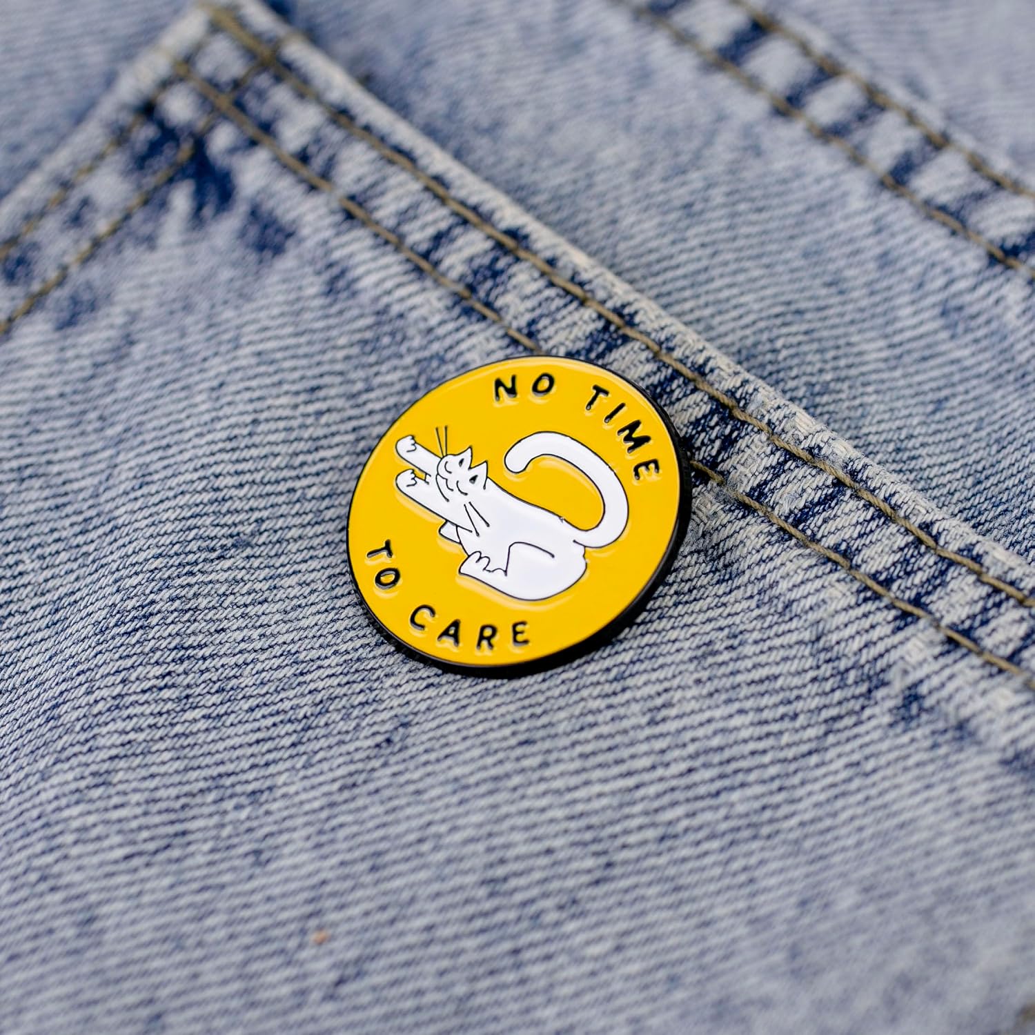 No Time To Care Cute Unbothered Cat Mom Enamel Pin, Sarcastic Introvert Humor Pin Brooch For Sassy Friend Coworker, Funny Lazy Cat Meme Brooch Badge For Antisocial Drama Free, Sarcastic Attitude Lapel Badges, Chill Mood Jewelry Accessory image 4